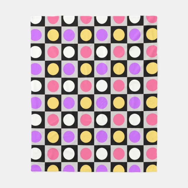 Geometric Circle Dots Pattern Fleece Blanket (Front)