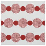 Geometric Circle Line Red &amp; White Fabric