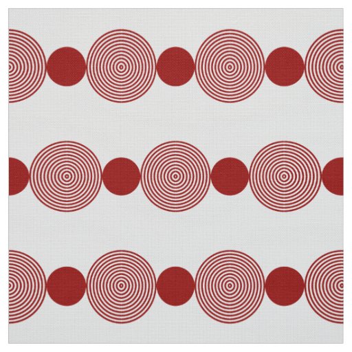 Geometric Circle Line Red & White Fabric