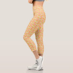 Geometric Circle Mid Century Flower Pattern Capri Leggings