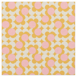 Geometric Circle Mid Century Flower Pattern Fabric