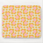 Geometric Circle Mid Century Flower Pattern Mouse Pad
