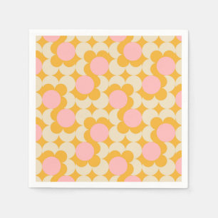 Geometric Circle Mid Century Flower Pattern Napkins