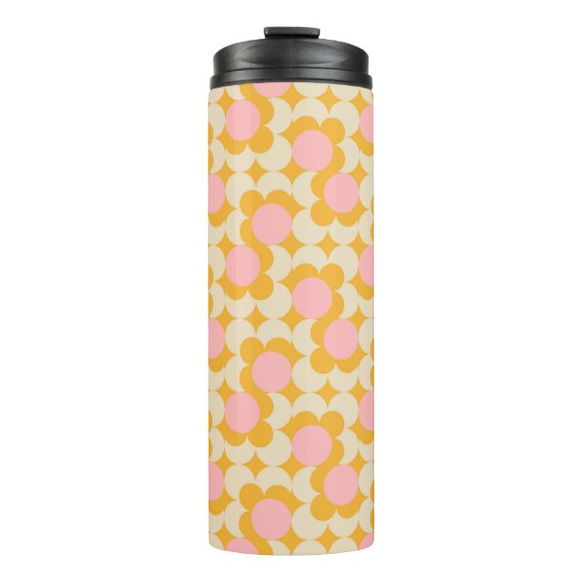 Geometric Circle Mid Century Flower Pattern Thermal Tumbler (Front)
