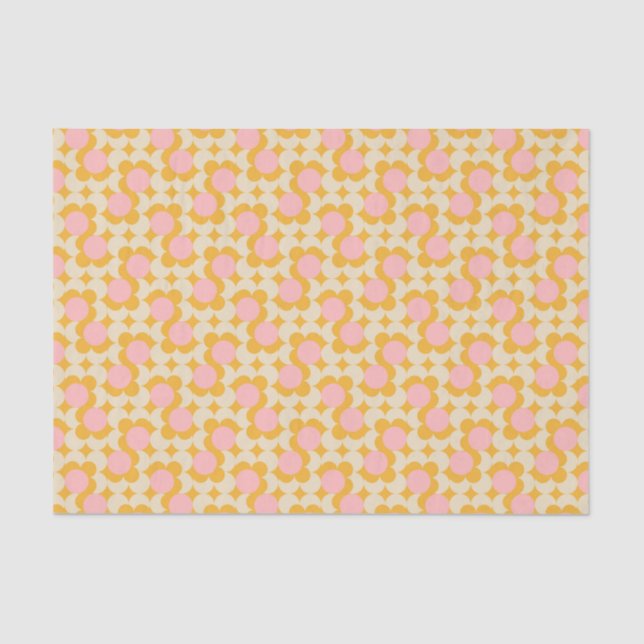 Geometric Circle Mid Century Flower Pattern Tissue Paper (Front)
