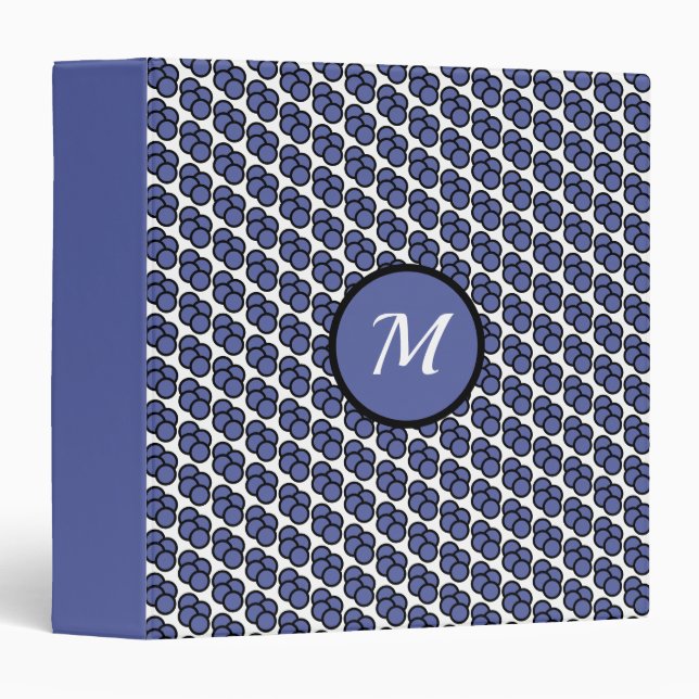 Geometric Circle Pattern in Purple & White 3 Ring Binder (Front/Spine)