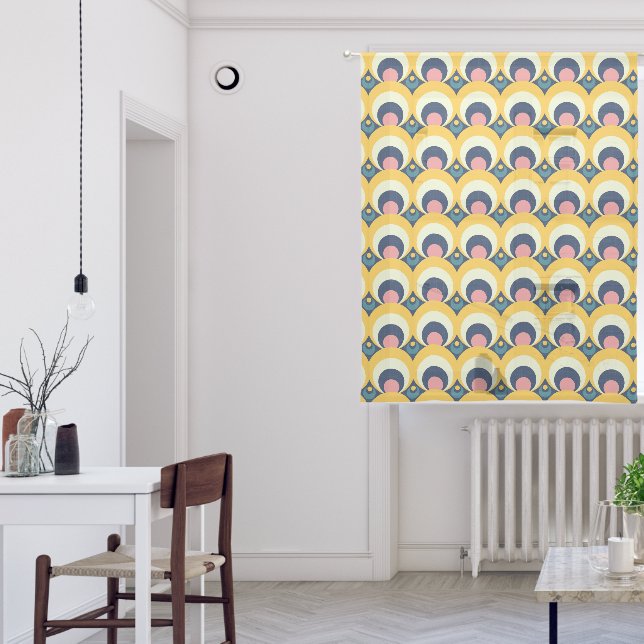 Geometric Circle Pattern Sheer Curtains (Living Room)