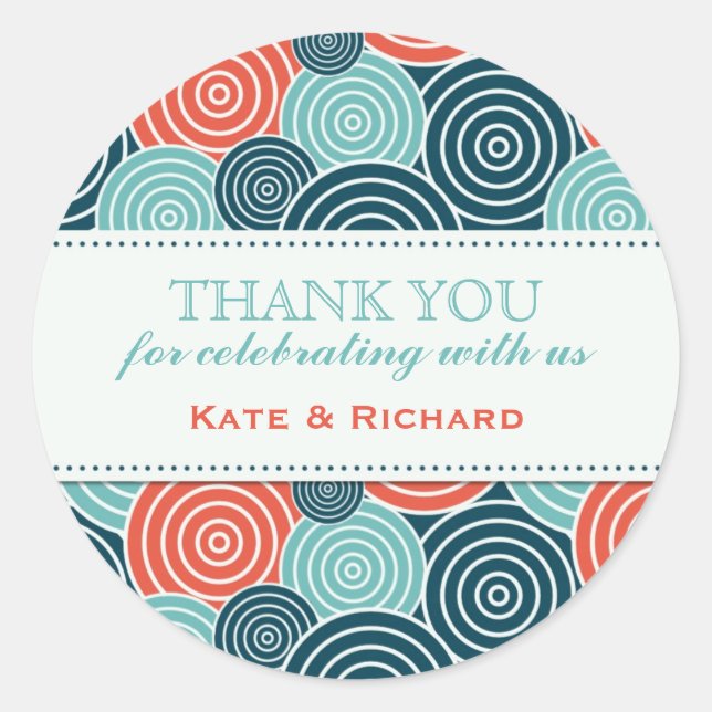Geometric Circle Pattern Wedding Favor Stickers (Front)