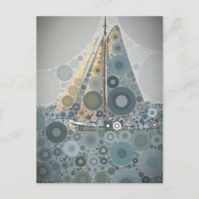 Geometric circle Sailing Boat art gifts by LeahG Postcard (Front)