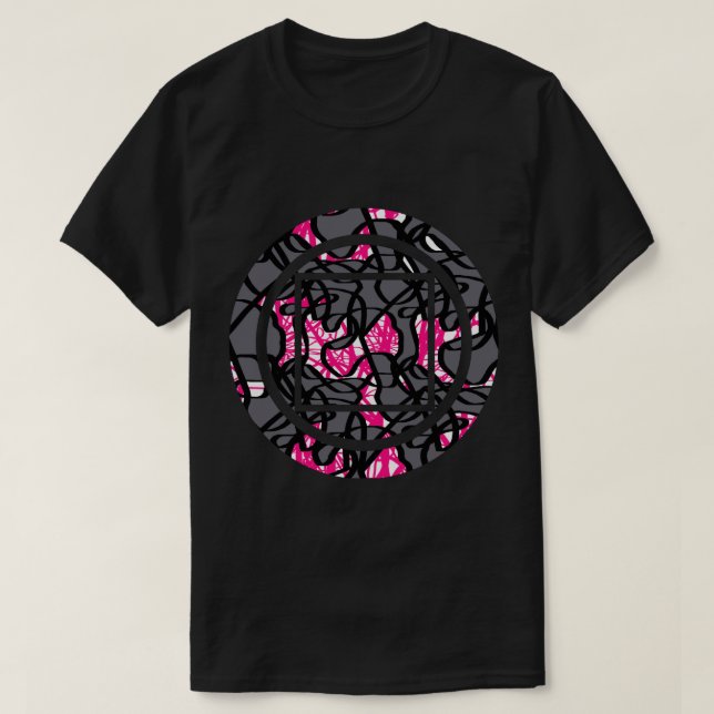 Geometric Circle Scribble Print Graphic Tee (Design Front)
