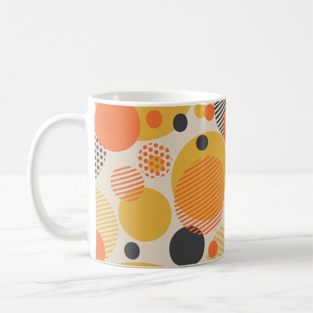 Geometric circle seamless pattern in retro 60s sty coffee mug (Left)
