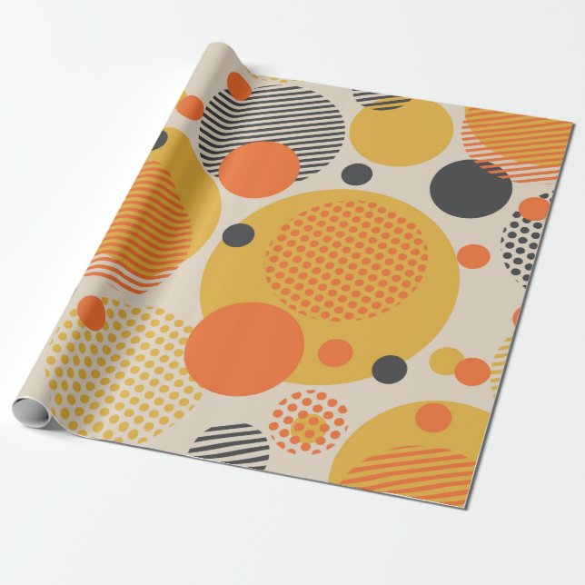 Geometric circle seamless pattern in retro 60s sty wrapping paper (Unrolled)