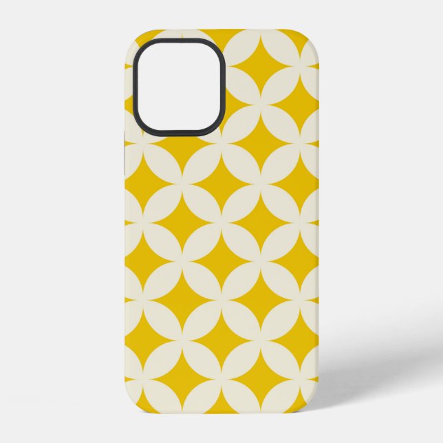 Geometric circle shapes seamless pattern ecru whit iphone case (Back)