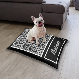 Geometric Circle Trellis Monogram Ash Pet Bed