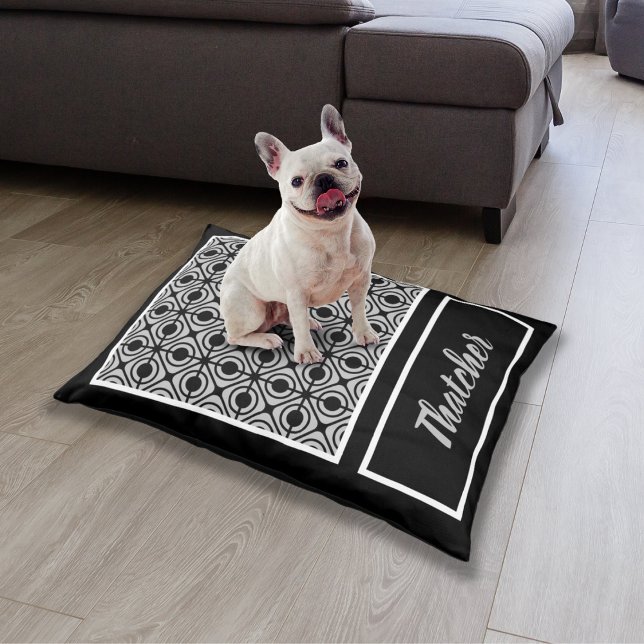 Geometric Circle Trellis Monogram Ash Pet Bed (Creator Uploaded)