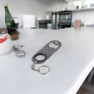 Geometric Circles and Squares Keychain Bottle Opener