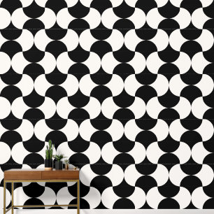 Geometric Circles Black White Pattern Wallpaper