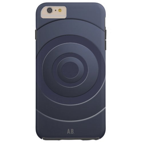 Geometric Circles Modern Blue with any Initials Tough iPhone 6 Plus Case