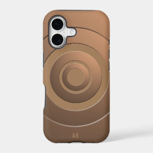 Geometric Circles Modern Bronze with any Initials iPhone 17 Case