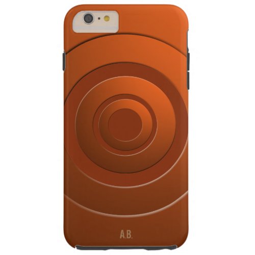 Geometric Circles Modern Orange with any Initials Tough iPhone 6 Plus Case