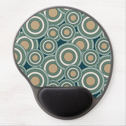 Geometric Circles Olive Teal Brown Cream Sage Gel Mouse Pad