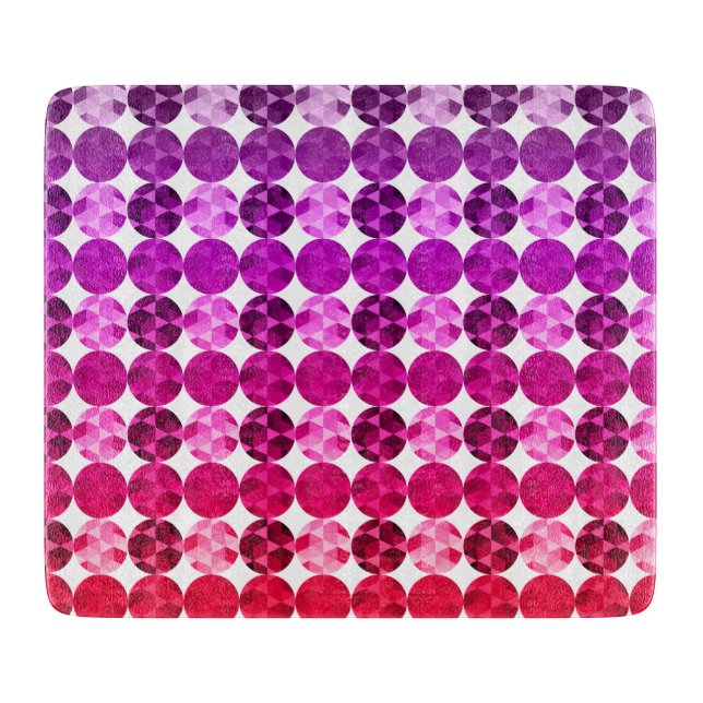 Geometric Circles Purple Pink Red Ombre Pattern Cutting Board (Front)