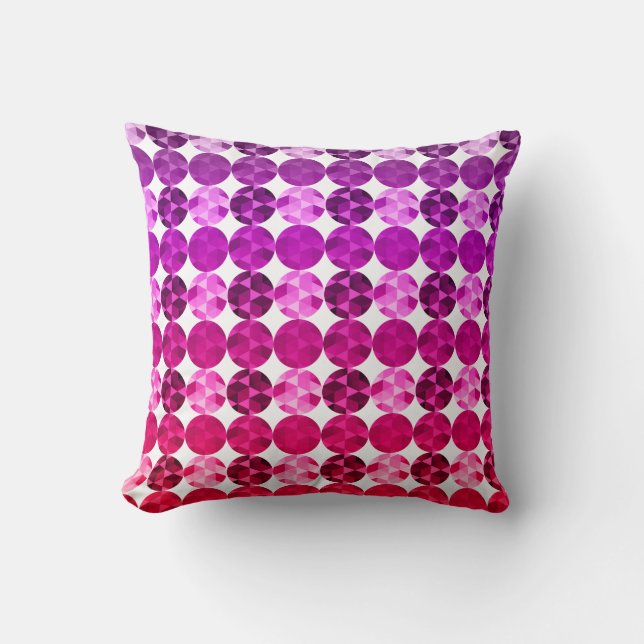 Geometric Circles Purple Pink Red  Ombre Pattern Throw Pillow (Front)