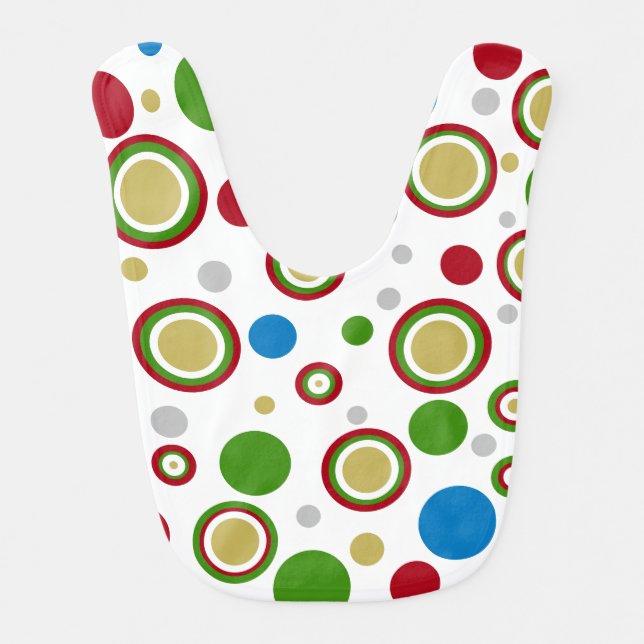 Geometric Circles Red Green Blue Baby Bib (Front)