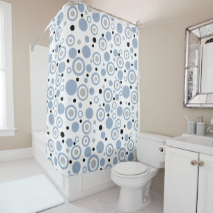 Geometric Circles Slate Blue Shower Curtain