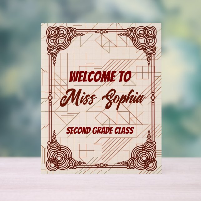 Geometric Circles Teacher Classroom Welcome Sign (Neutral)
