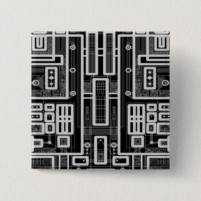 Geometric Circuit Board Button (Front)