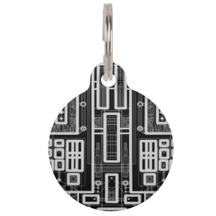 Geometric Circuit Board Pet Name Tag