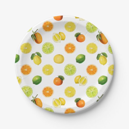 Geometric Citrus Fruit Refreshing Pattern Paper Plates