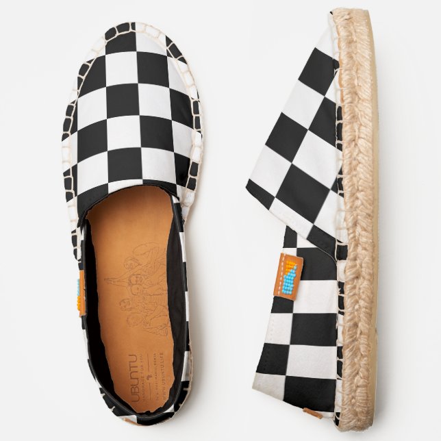 Geometric | Classic Black and White Checkerboard Espadrilles (Side)