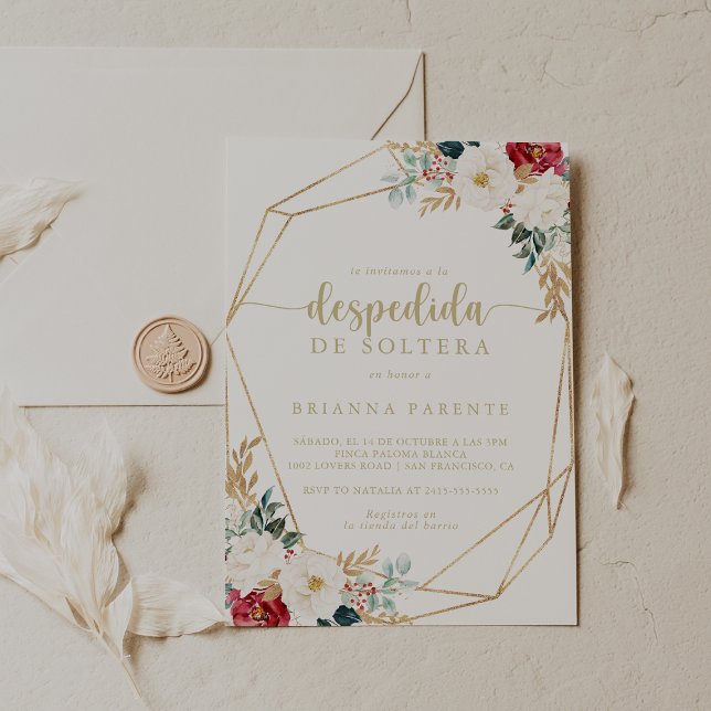 Geometric Classic Gold Spanish Bridal Shower  Invitation (Creator Uploaded)