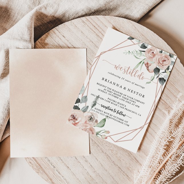 Geometric Classic Rose We Still Do Vow Renewal   Invitation (Creator Uploaded)