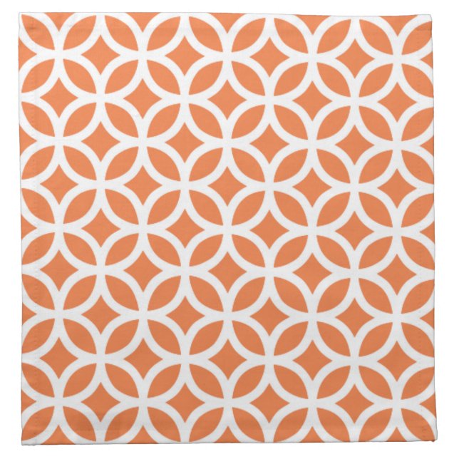 Geometric Cloth Napkin in Celosia Orange (Front)
