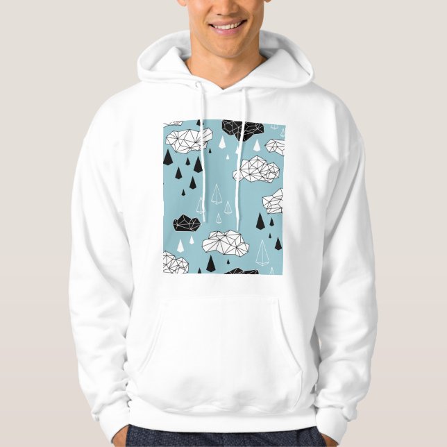 Geometric clouds and rain, seamless pattern. hoodie (Front)
