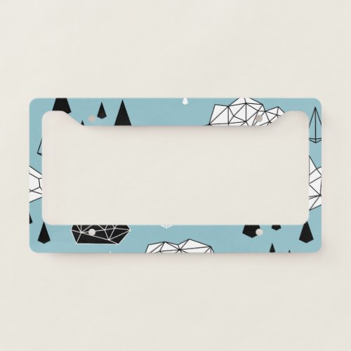 Geometric clouds and rain seamless pattern license plate frame
