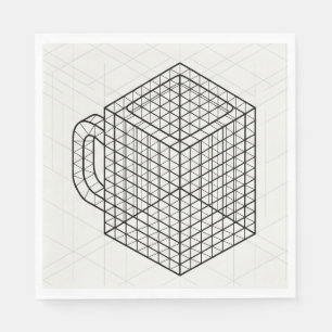 Geometric Coffee Mug Isometric Grid Art Napkins