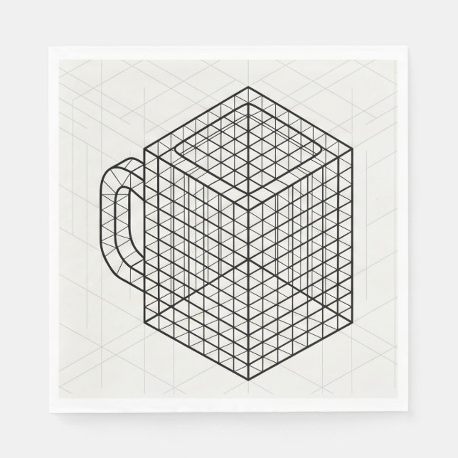 Geometric Coffee Mug Isometric Grid Art  Napkins (Front)