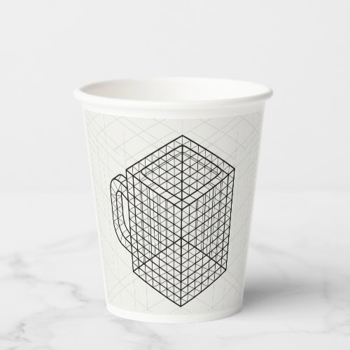 Geometric Coffee Mug Isometric Grid Art  Paper Cups