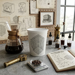 Geometric Coffee Mug Isometric Grid Art  Paper Cups