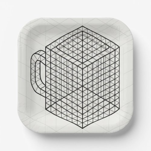 Geometric Coffee Mug Isometric Grid Art Paper Plates