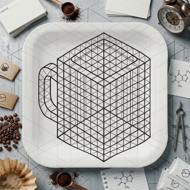 Geometric Coffee Mug Isometric Grid Art  Paper Plates (Creator Uploaded)