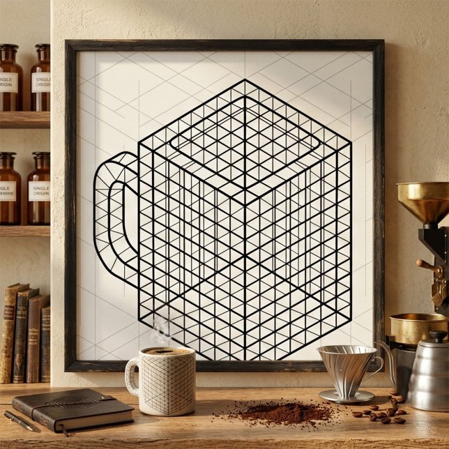 Geometric Coffee Mug Isometric Grid Art  Poster (Creator Uploaded)