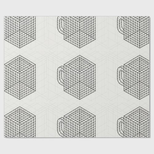 Geometric Coffee Mug Isometric Grid Art Wrapping Paper