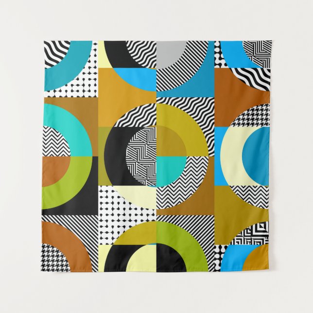 Geometric collage: circles, vintage pattern. tapestry (Front)