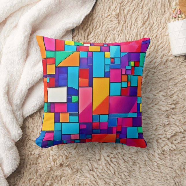 Geometric Color Art Throw Pillow (Blanket)