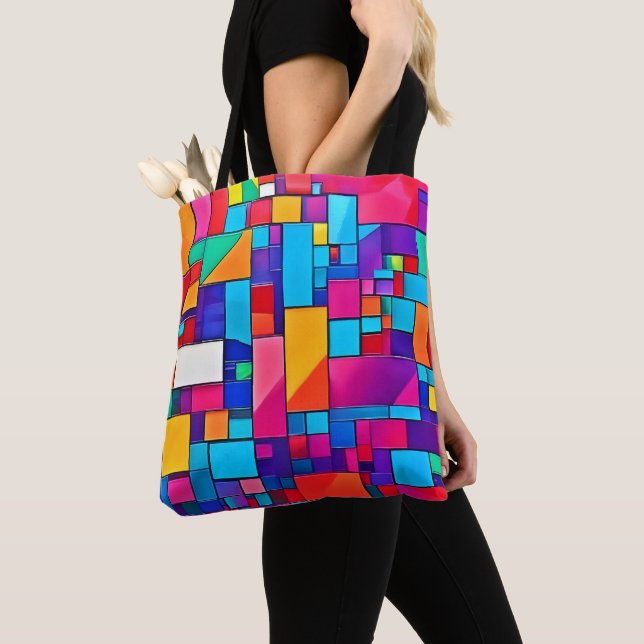 Geometric Color Art Tote Bag (Close Up)